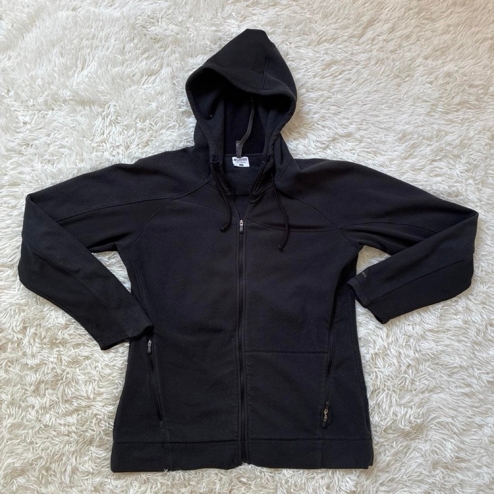 Columbia Gorpcore Athleisure Sportswear Women's Black Fleece Zip Up Hoodie Large